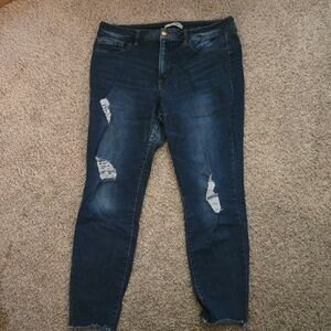 Refuge Blue Skinny Jeans with Distressed Details